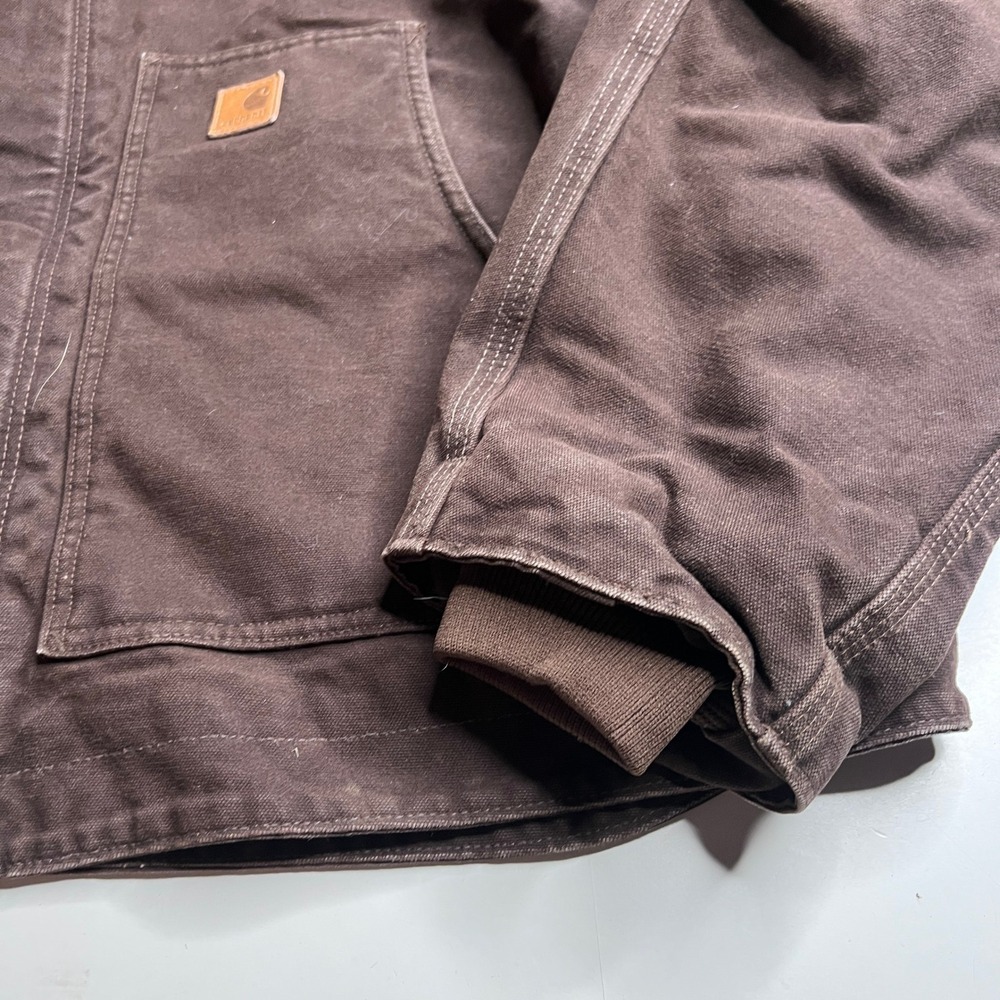 Carhartt J184 DKB Sandstone‎ Ridge Coat Mens 2XL Dark Brown Sherpa Lined Jacket - Picture 7 of 7